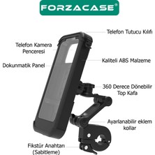 Forzacase Bisiklet Motosiklet Scooter Için Gidon Uyumlu Önü Kapalı Su Geçirmez Telefon Tutucu FC780