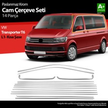 S-Dizayn Vw Transporter T6 Kısa Şase Krom Cam Çerçeve Seti 2015-2024 Tek Sürgü