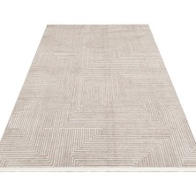 Krem & Gri  Çizgisel Desenli Halı - Soft ve Minimalist Salon Halısı - Lykia LYK 02