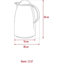 1.5 Lt Isı Yalıtımlı Çay ve Soğuk Su Termosu Füme (12 Saat Sıcak Tutar& Içi Camdır)