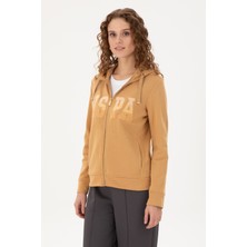 U.S. Polo Assn. Kadın Camel Basic Kapüşonlu Sweatshirt 50289540-VR015