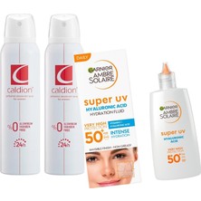 Garnier Ambre Solaire Kuruluk Karşıtı Güneş Koruyucu Yüz Kremi SPF50 40 ml + Caldion Kadın Deodorant 150 ml 2 Adet