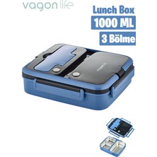 Vagonlife Lunch Box 1000 ml Tek Kat 3 Bölmeli Metal Kaşıklı Yeni Nesil Sefer TASI-FFLBOX10164