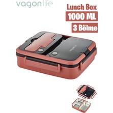 Vagonlife Lunch Box 1000 ml Tek Kat 3 Bölmeli Metal Kaşıklı Yeni Nesil Sefer TASI-FFLBOX10164