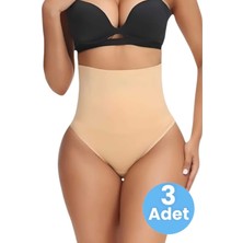 Uniquetrenders Kadın Dikişsiz Yüksek Bel Karın Toparlayıcı  String Korse 3'lü Set