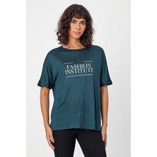 Alexander Gardi Bisiklet Yaka Baskılı Yırtmaçlı T-Shirt (B24-00212)