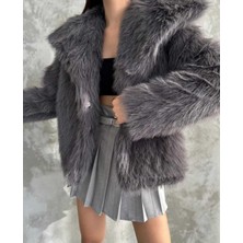 Vess Moda Kadın Premium Kalite Şal Yaka Suni Kürk Mont