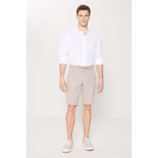 Altınyıldız Classics Erkek Kahverengi Slim Fit Dar Kesim Yan Cepli Gofre Desenli Şort