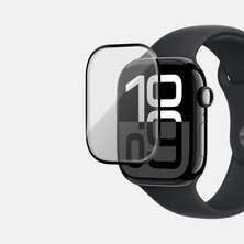 Ukscase Apple Watch Series 10 Uyumlu Tam Kaplayan 3D Siyah Çerçeveli Ekran Koruyucu