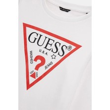 Guess Çocuk Üçgen Logolu Beyaz Sweatshirt