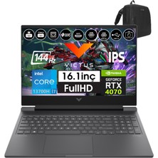 Hp Victus Gaming Laptop 16-R0071NT Intel I7 13700H 48GB Ddr5 4tb SSD 8GB/RTX4070 WINDOWS11PRO 16.1" 144 Hz Fhd IPS Taşınabilir Bilgisayar 88V898EA52+WEBLEGELSINÇANTA