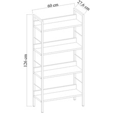 Dienni Şişli Dekoratif 4 Raflı Geniş Metal Kitaplık