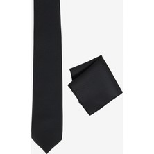 Altınyıldız Classics Erkek Siyah Kravat-Mendil Set Polyester Desensiz Şık ve Standart Fit
