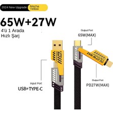 4-In-1 Usb-A Type-C To Lightning + Type-C 65W Hızlı Şarj ve Data Kablosu (1,20MT)