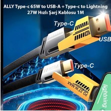 4-In-1 Usb-A Type-C To Lightning + Type-C 65W Hızlı Şarj ve Data Kablosu (1,20MT)