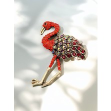 Theia Atelier Jelly Red Flamingo Bronz Broş