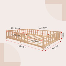 Kukka KFB640 Montessori Yer Yatağı 140X200 cm Ahşap Çocuk Yatağı