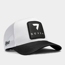 BlackBörk V1 Trucker 7 Numara - 5 Kod Logolu Unisex Siyah Siperli-Beyaz Şapka