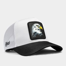 BlackBörk V1 Trucker Kartal - 5 Kod Logolu Unisex Siyah Siperli-Beyaz Şapka