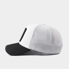 BlackBörk V1 Trucker Kartal - 5 Kod Logolu Unisex Siyah Siperli-Beyaz Şapka