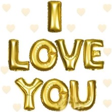 Çerçici I Love You Folyo Balon Altın Renk 35 cm