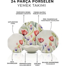 Kitchen Life Rose 24 Parça 6 Kişilik Porselen Yemek Takımı - Pasta , Çorba ,yemek , Servis Tabağı