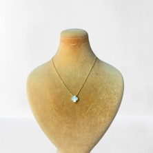 Firuze Gümüş Beyaz Sedef Taşlı Gümüş Kolye