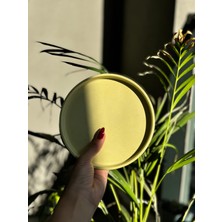 Hapatashop Yuvarlak Beton Sarı Yeşil Turuncu Lila Tepsi Sunumluk Dekoratif Tabak