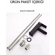 FAWER Faucet & Shower Siyah Lavabo Bataryası Kare - 602B