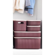 5 Parça Mor Dolap Içi Düzenleyici Storage Kapaklı Kutu Çamaşır Sepet Çorap Kıyafet Düzenleyici Set