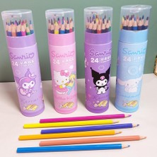 Tzmalloy Sanrio 24 Renk Renk Silindiri Sevimli Kuromi Kt Öğrenci Çizim Kalemlik Çocuk Boyama Ahşap Kalemler Okul Malzemeleri (Yurt Dışından)