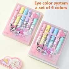 Tzmalloy 6 Adet / Kutu Sanrio Hello Kitty Fosforlu Kalem Seti Kawaii Kuromi Melody Cinnamoroll Sanat Fosforlu Kalem Okul Kırtasiye (Yurt Dışından)