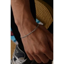 Ricco Jewellery 925 Ayar Gümüş Old Money Oksitli Yassı Forse Bileklik • Made In Italy