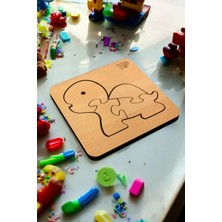 Eğitici Puzzle 4mm Plywood Ahşap Boyanabilir Çocuklar Için Hayvanlar Kaplumbağa - Hayvanlar Serisi