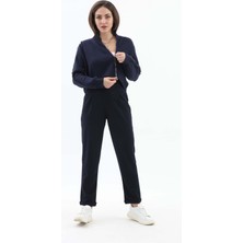 Isawella Beli Lastikli Cepli Havuç Pantolon - Lacivert
