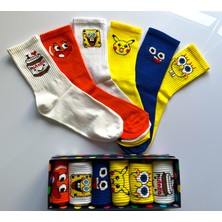 Socks And More Çizgifilmli Çikolata Desenli 5'li Çorap Kutusu  Soket Genç