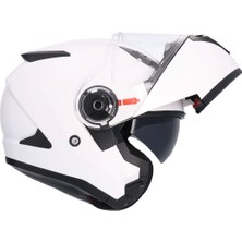 Moto Punto Shıro Flip Up 4004 SH-508SV Trıton Solıd Pearlwhite Xl