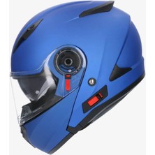 Moto Punto Shıro Flip Up 4132 SH-508SV Trıton Solidmat Blue Sunvizor M