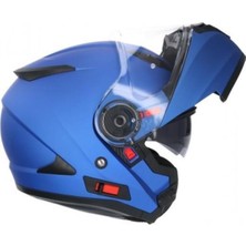 Moto Punto Shıro Flip Up 4132 SH-508SV Trıton Solidmat Blue Sunvizor M