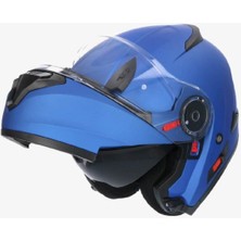 Moto Punto Shıro Flip Up 4132 SH-508SV Trıton Solidmat Blue Sunvizor M