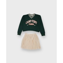 Genç Önü Baskılı Kısa Pileli Etek 2'li Set