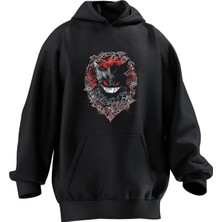 Nmg Tekstil Unisex Premium Pamuk Siyah  Ginger Pokemon Baskılı 3 Iplik Kapüşonlu Sweatshirt