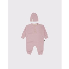 RG Brand Bebek Önü Kanguru Cepli ve Düğmeli Tulum-Bere 2'li Set