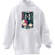 Nmg Tekstil Unisex Premium Pamuk Beyaz  Puls Brother Baskılı 3 Iplik Kapüşonlu Sweatshirt