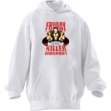 Nmg Tekstil Unisex Premium Pamuk Siyah  Friday Baskılı 3 Iplik Kapüşonlu Sweatshirt