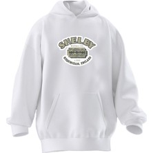 Nmg Tekstil Unisex Premium Pamuk Beyaz Shelby Jilet Baskılı 3 Iplik Kapüşonlu Sweatshirt