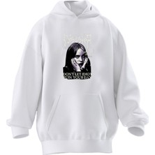 Nmg Tekstil Unisex Premium Pamuk Beyaz  Bisaster Baskılı 3 Iplik Kapüşonlu Sweatshirt