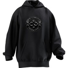 Nmg Tekstil Unisex Premium Pamuk Siyah  No Limit Bar Baskılı 3 Iplik Kapüşonlu Sweatshirt