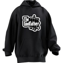 Nmg Tekstil Unisex Premium Pamuk Siyah The Good Father Yazı Baskılı 3 Iplik Kapüşonlu Sweatshirt