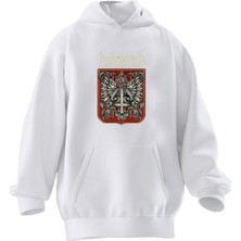 Nmg Tekstil Unisex Premium Pamuk Beyaz  Behamoth Black Baskılı 3 Iplik Kapüşonlu Sweatshirt